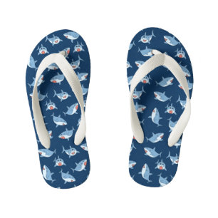 Cute Great White Sharks Ocean Pattern Kid's Flip Flops