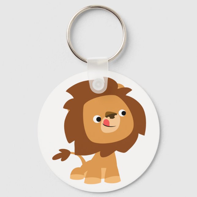 Cute Greedy Cartoon Lion Keychain (Front)