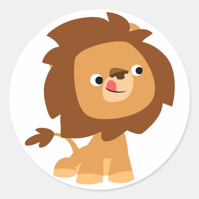 Cute Greedy Cartoon Lion Sticker (Front)
