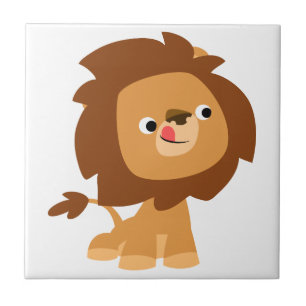 Cute Greedy Cartoon Lion Tile