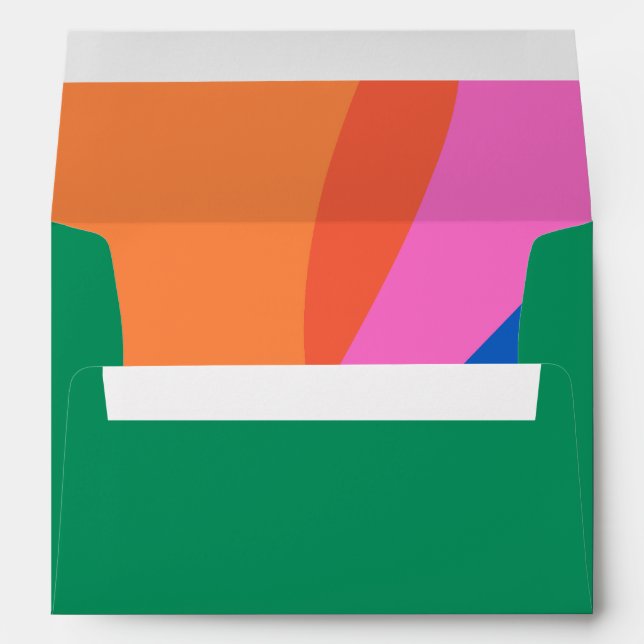 Cute Green Abstract Rainbow Personalized Holiday Envelope (Back (Bottom))