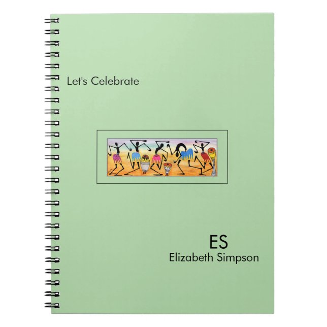 Cute green, African Art, Break Dance Notebook (Front)