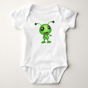 Cute green alien baby bodysuit