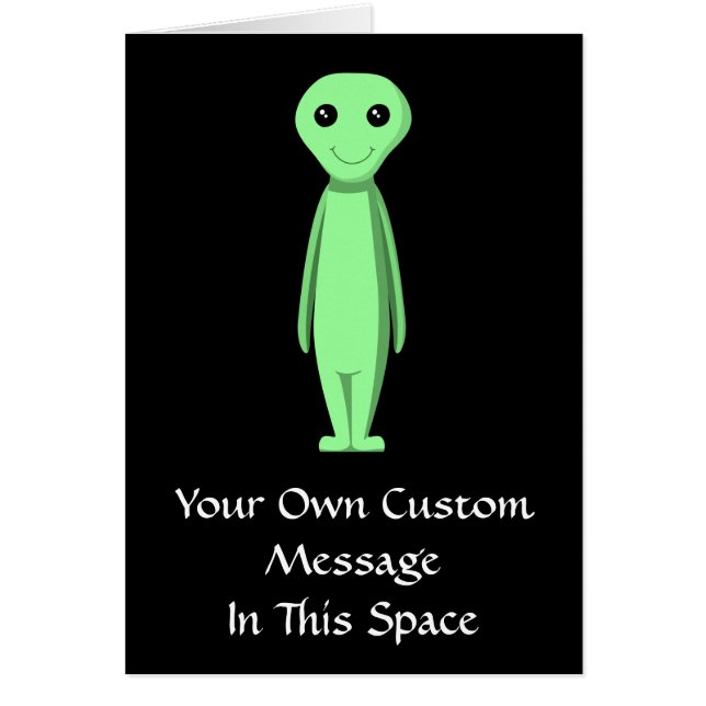 Cute Green Alien. Cartoon. (Front)