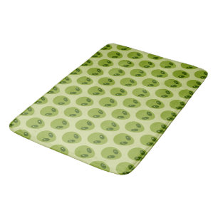 Cute Green Alien Heads Pattern Bath Mat