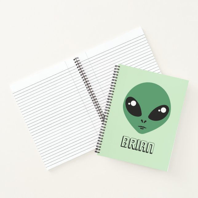 Cute Green Alien Notebook (Inside)