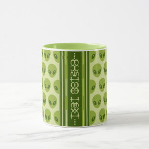Cute Green Alien Pattern with Your Name in Glyphs Mug
