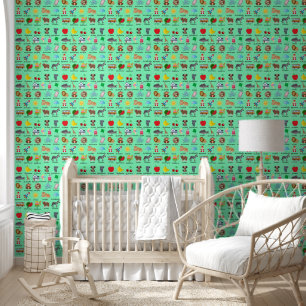 Cute Green Alphabet Learning Repeat Pattern Wallpaper