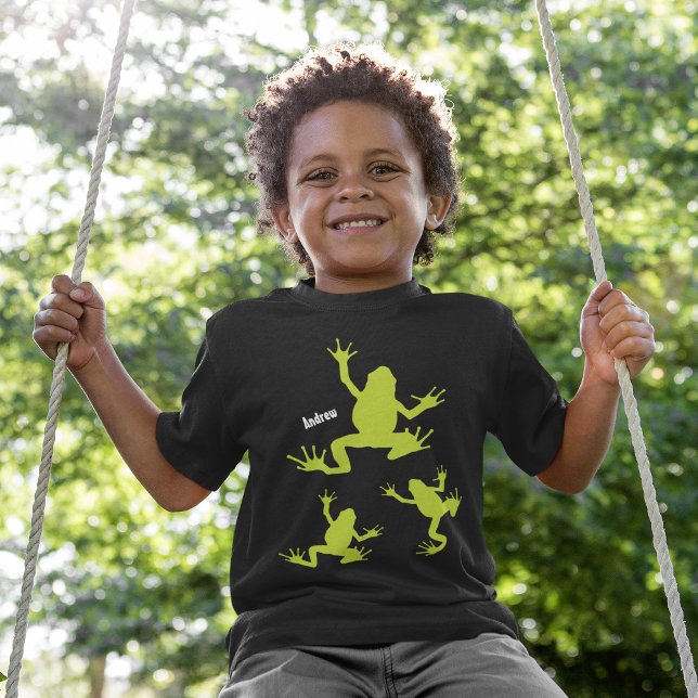 Cute Green and Black Frog Kids T-Shirt (Creator Uploaded)