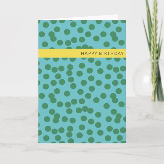 Cute Green and Blue Abstract Dots Birthday Card (Front)