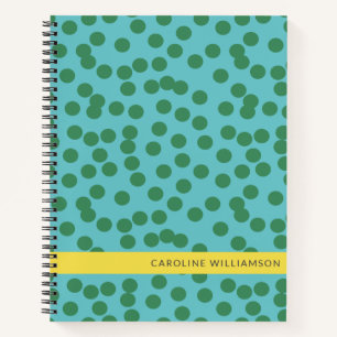 Cute Green and Blue Abstract Dots Personalized  Notebook