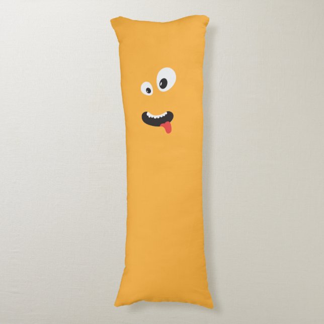 Cute Green And Orange Monster 2 Sided Body Pillow (Front Vertical)