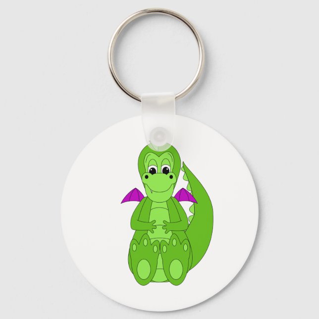 Cute Green And Purple Dragon Keychain (Front)
