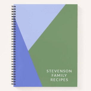 Cute Green and Purple Geometric Custom Recipe Notebook