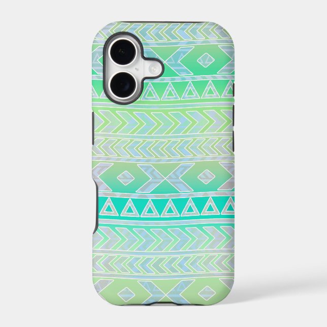 Cute Green and Teal Aztec Stylic Pattern (Back)