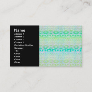 Cute Green and Teal Aztec Stylic Pattern Business Card