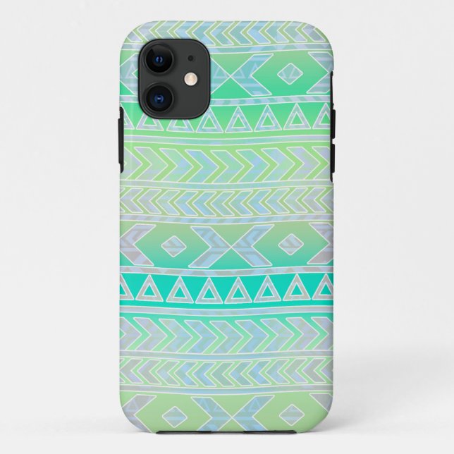 Cute Green and Teal Aztec Stylic Pattern Case-Mate iPhone Case (Back)