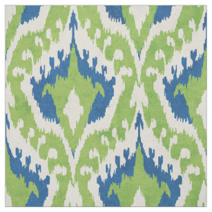 Cute green and teal blue ikat tribal pattern fabric