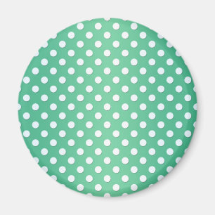 Cute Green and White Polka Dot Pattern Magnet