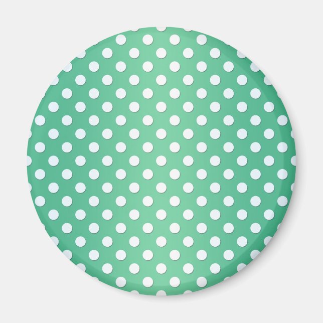 Cute Green and White Polka Dot Pattern Magnet (Front)
