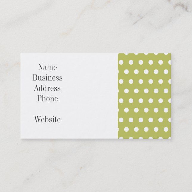Cute Green and White Polka Dots Pattern Gifts Business Card (Front)