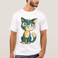 Cute Green and Yellow Cartoon Cat Illustration