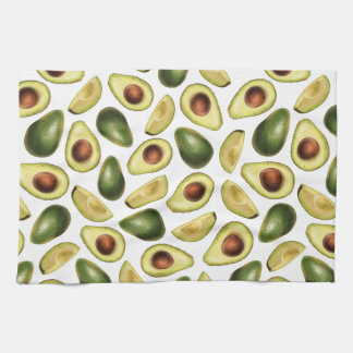Cute Green Avocado and Avocado Slices Kitchen Towel