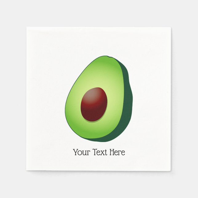Cute green avocado napkins with personalized text (Front)