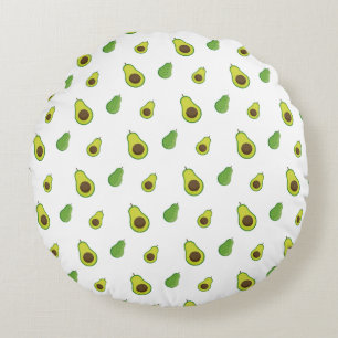 Cute Green Avocado Pattern Round Pillow