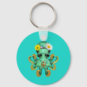 Cute Green Baby Octopus Hippie Keychain