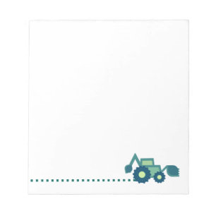 Cute Green Backhoe Funny Excavator Digger Boys Notepad