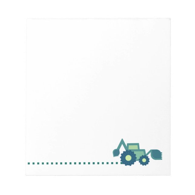 Cute Green Backhoe Funny Excavator Digger Boys Notepad (Front)