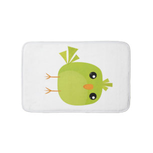 Cute Green Bird Cartoon Bath Mat