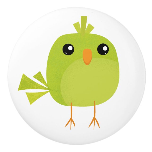 Cute Green Bird Cartoon Ceramic Knob (Front)