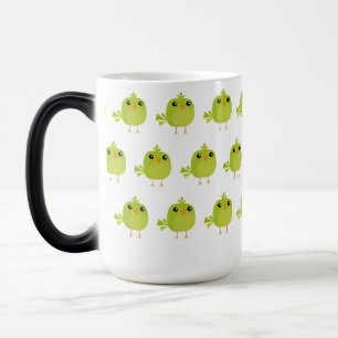 Cute Green Bird Cartoon Magic Mug