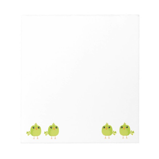 Cute Green Bird Cartoon Notepad (Front)