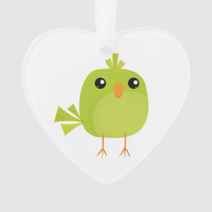 Cute Green Bird Cartoon Ornament