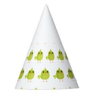 Cute Green Bird Cartoon Party Hat
