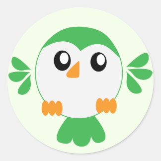 Cute Green Bird Classic Round Sticker