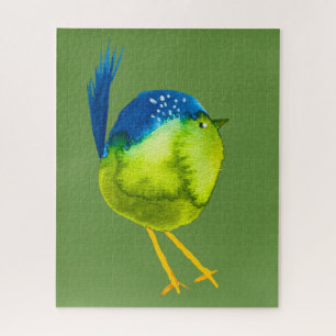 Cute green bird watercolor jigsaw puzzle