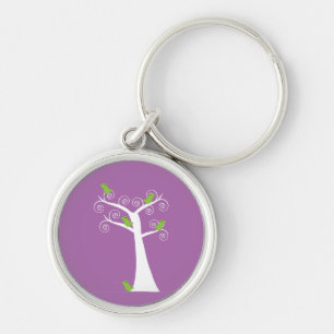 Cute Green Birds Whimsical Nature Design Keychain