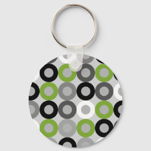 Cute green black and white dots vector pattern keychain