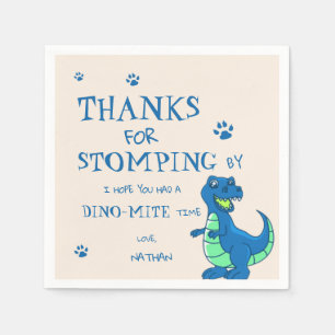 Cute Green Blue Dinosaur Themed Birthday Party Napkin
