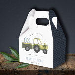 Cute Green Blue Farm Tractor Kids Any Age Birthday Favor Box<br><div class="desc">A Fun Cute Boys GREEN BLUE FARM TRACKTOR THEME BIRTHDAY Collection.- it's an Elegant Simple Minimal sketchy Illustration of farm tractor carrying the Birthday year, perfect for your little ones birthday party. It’s very easy to customize, with your personal details. If you need any other matching product or customization, kindly...</div>