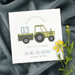 Cute Green Blue Farm Tractor Kids Any Age Birthday Napkin<br><div class="desc">A Fun Cute Boys GREEN BLUE FARM TRACKTOR THEME BIRTHDAY Collection.- it's an Elegant Simple Minimal sketchy Illustration of farm tractor carrying the Birthday year, perfect for your little ones birthday party. It’s very easy to customize, with your personal details. If you need any other matching product or customization, kindly...</div>