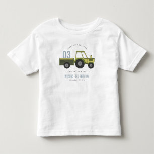 Cute Green Blue Farm Tractor Kids Any Age Birthday Toddler T-shirt