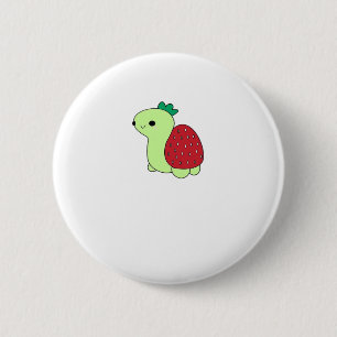 Cute green blushing strawberry turtle Classic T-Sh 2 Inch Round Button