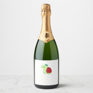 Cute green blushing strawberry turtle Classic T-Sh Sparkling Wine Label