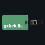Cute Green Bold Typography Personalized Name Luggage Tag<br><div class="desc">Bold Modern Typography Personalized Name Luggage Tag with White Text on a Kelly Green Background</div>