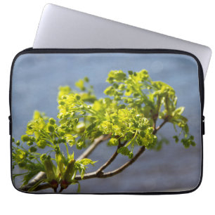 Cute green branch in the wind laptop sleeve